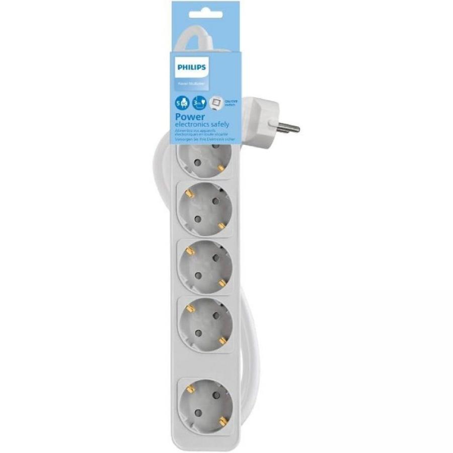 Regleta con Interruptor Philips CHP2154W/12/ 5 Tomas de corriente/ Cable 1.5m/ Blanco