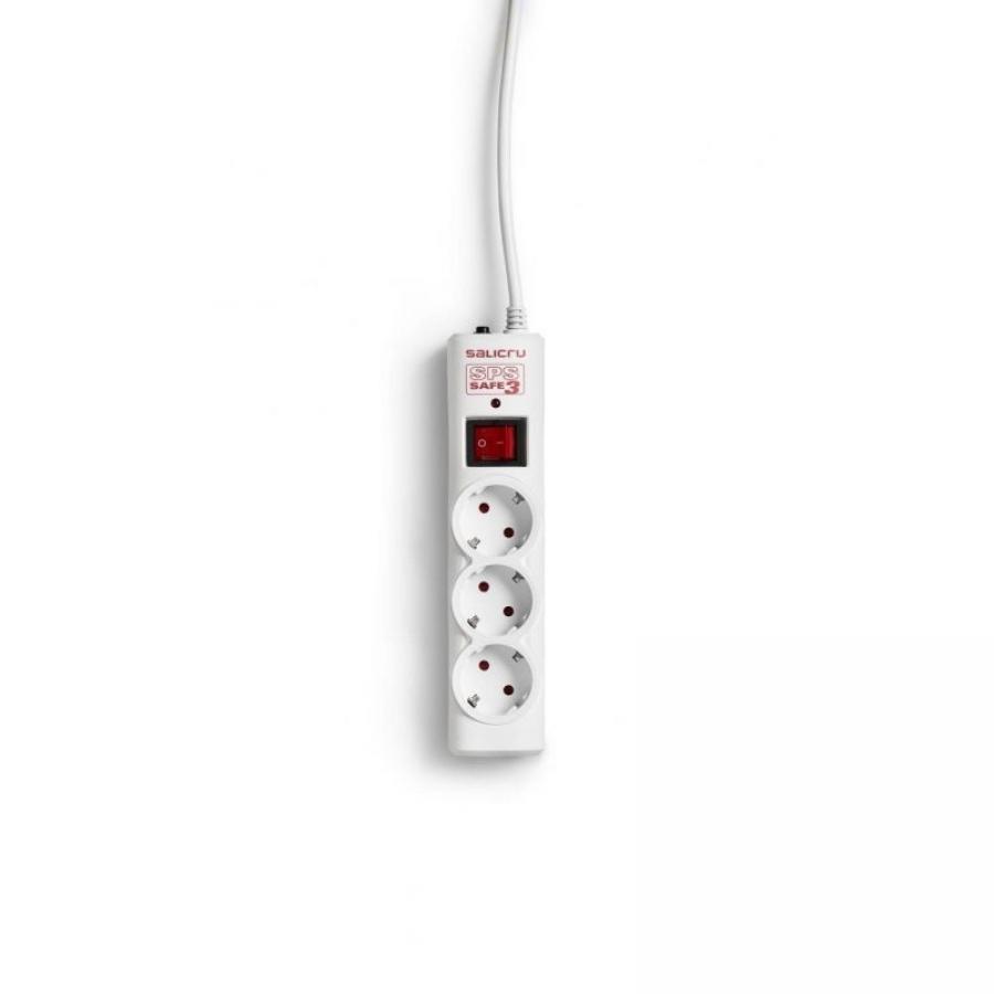 Regleta con interruptor Salicru SPS SAFE 3/ 3 Tomas de corriente/ Cable 1.5m/ Blanca