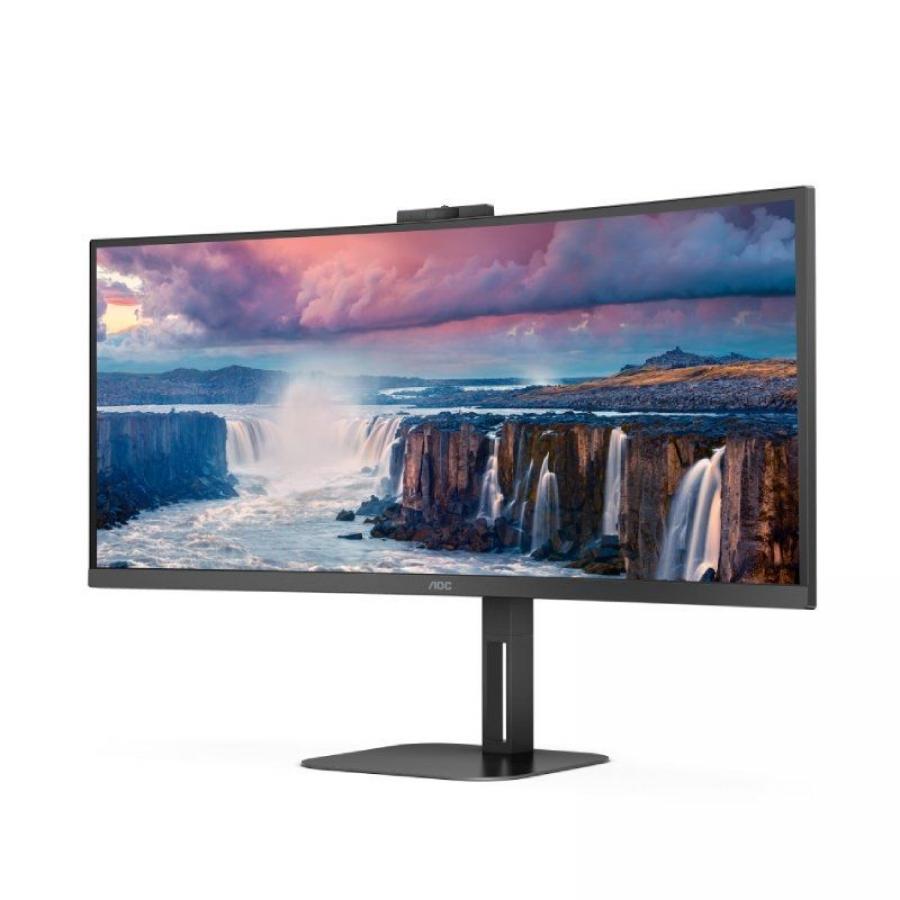 Monitor Profesional Curvo Ultrapanorámico AOC CU34V5CW/BK 34'/ UWQHD/ Webcam/ Multimedia/ Regulable en altura/ Negro
