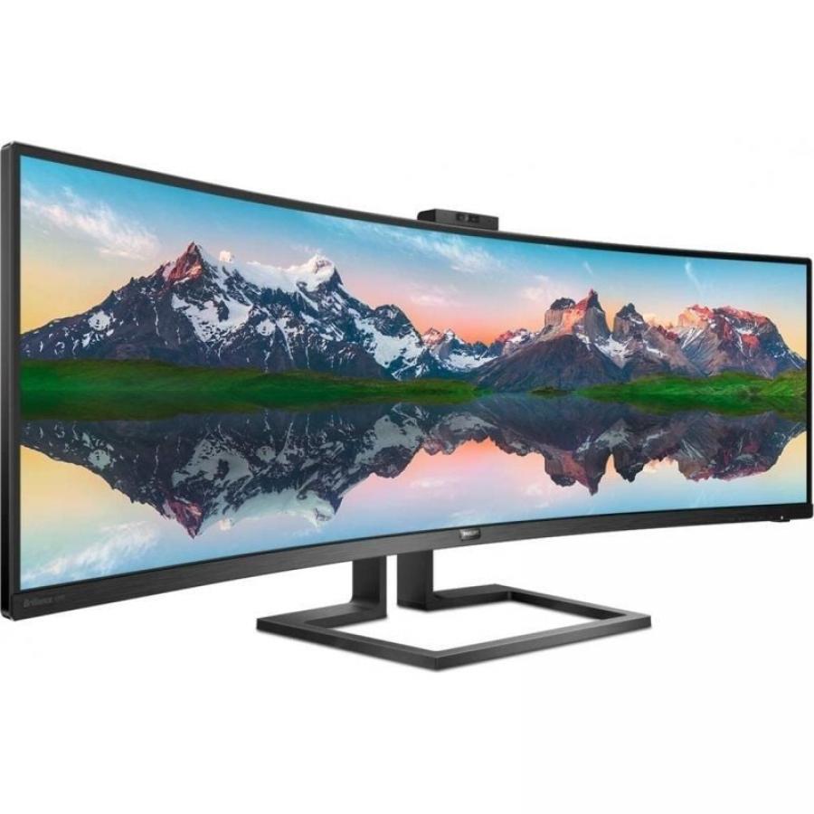 Monitor Profesional Ultrapanorámico Curvo Philips 499P9H 48.8'/ Dual QHD/ Webcam/ Multimedia/ Regulable en altura/ Negro