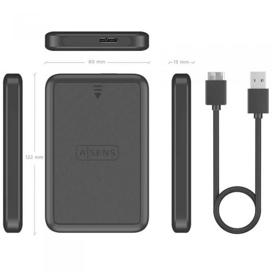 Caja Externa para Disco Duro de 2.5' Aisens ASE-2519B/ USB 3.1/ Sin Tornillos