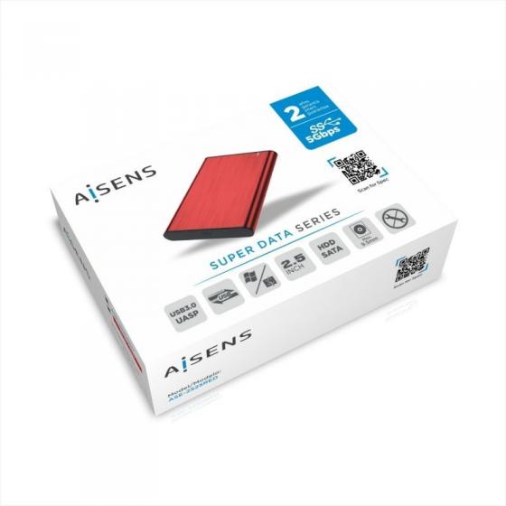 Caja Externa para Disco Duro de 2.5' Aisens ASE-2525RED/ USB 3.1/ Sin tornillos