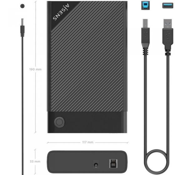 Caja Externa para Disco Duro de 2.5' Aisens ASE-3529B/ USB 3.1/ Sin tornillos