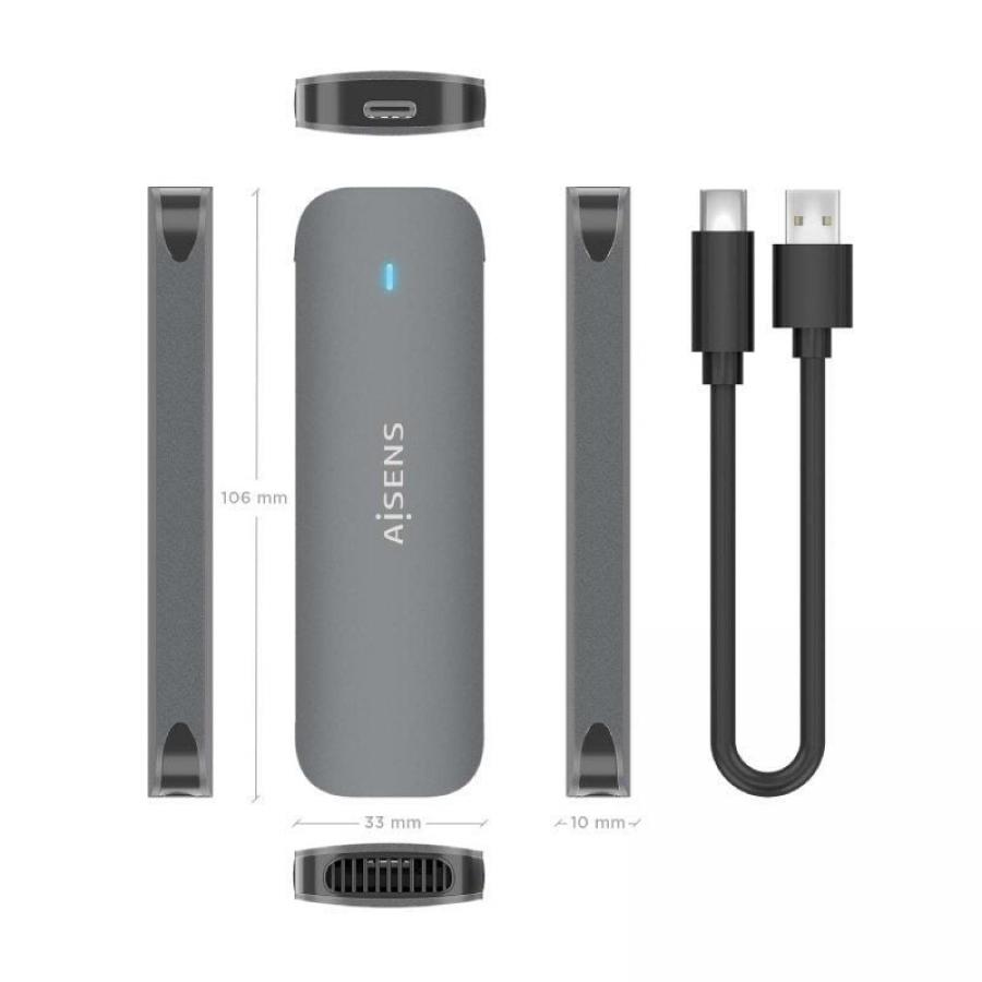 Caja Externa para Disco SSD M.2 SATA Aisens ASM2-006GRY/ USB 3.1/ Sin tornillos