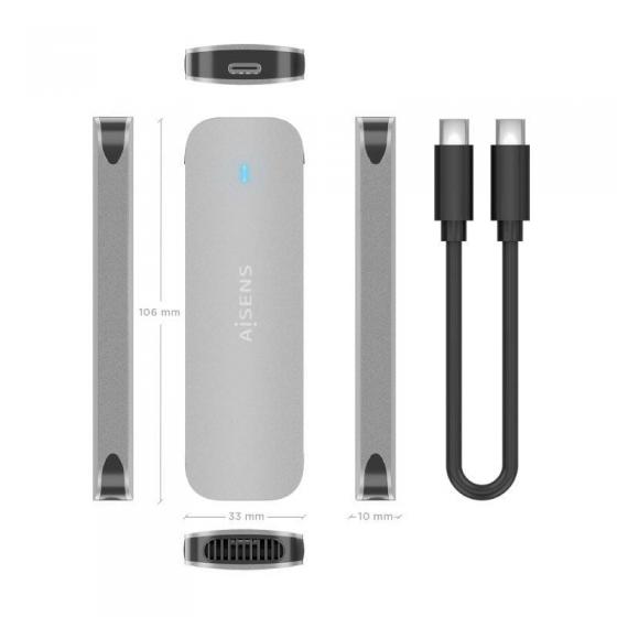 Caja Externa para Disco SSD M.2 NVMe Aisens ASM2-025SL/ USB 3.2/ Sin tornillos