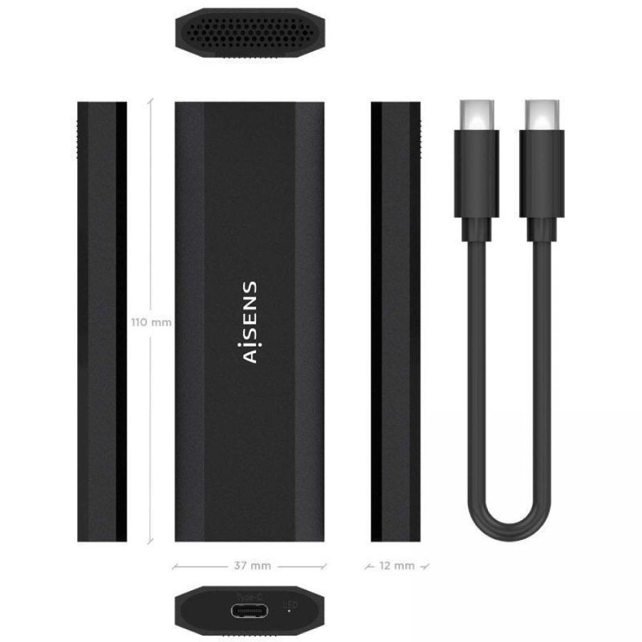 Caja Externa para Disco SSD M.2 NVMe Aisens ASM2-028B/ USB 3.2/ Sin tornillos