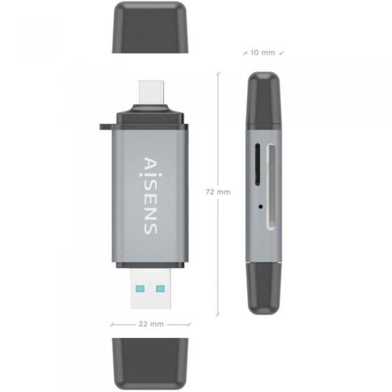 Lector de Tarjetas Externo Aisens ASCR-2AC11-GR/ USB 3.1