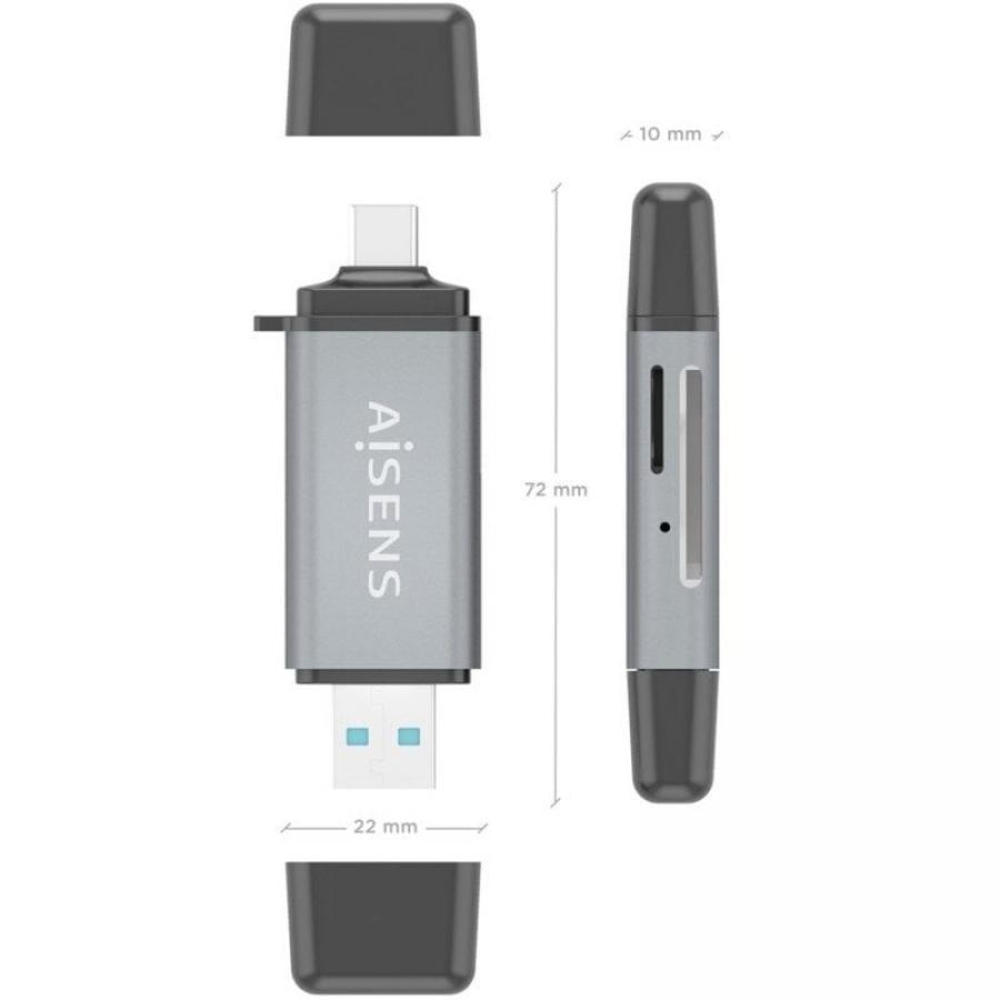 Lector de Tarjetas Externo Aisens ASCR-2AC11-GR/ USB 3.1