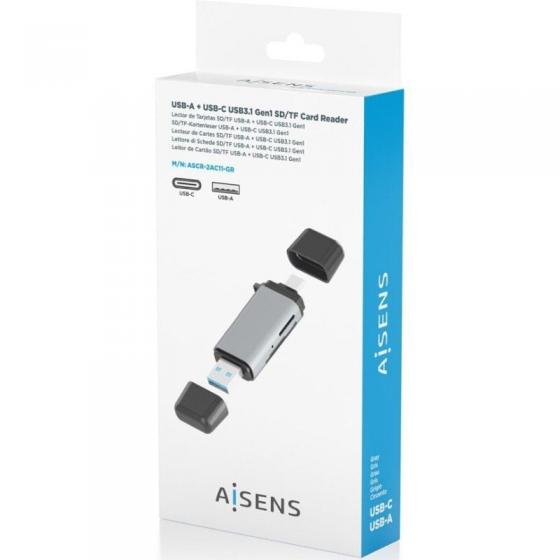Lector de Tarjetas Externo Aisens ASCR-2AC11-GR/ USB 3.1