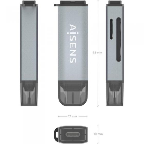 Lector de Tarjetas Externo Aisens ASCR-2A09-GR/ USB 3.1