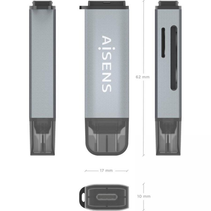 Lector de Tarjetas Externo Aisens ASCR-2A09-GR/ USB 3.1