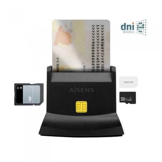Lector de DNI y Tarjetas Aisens ASCR-SN04CSD-BK Negro