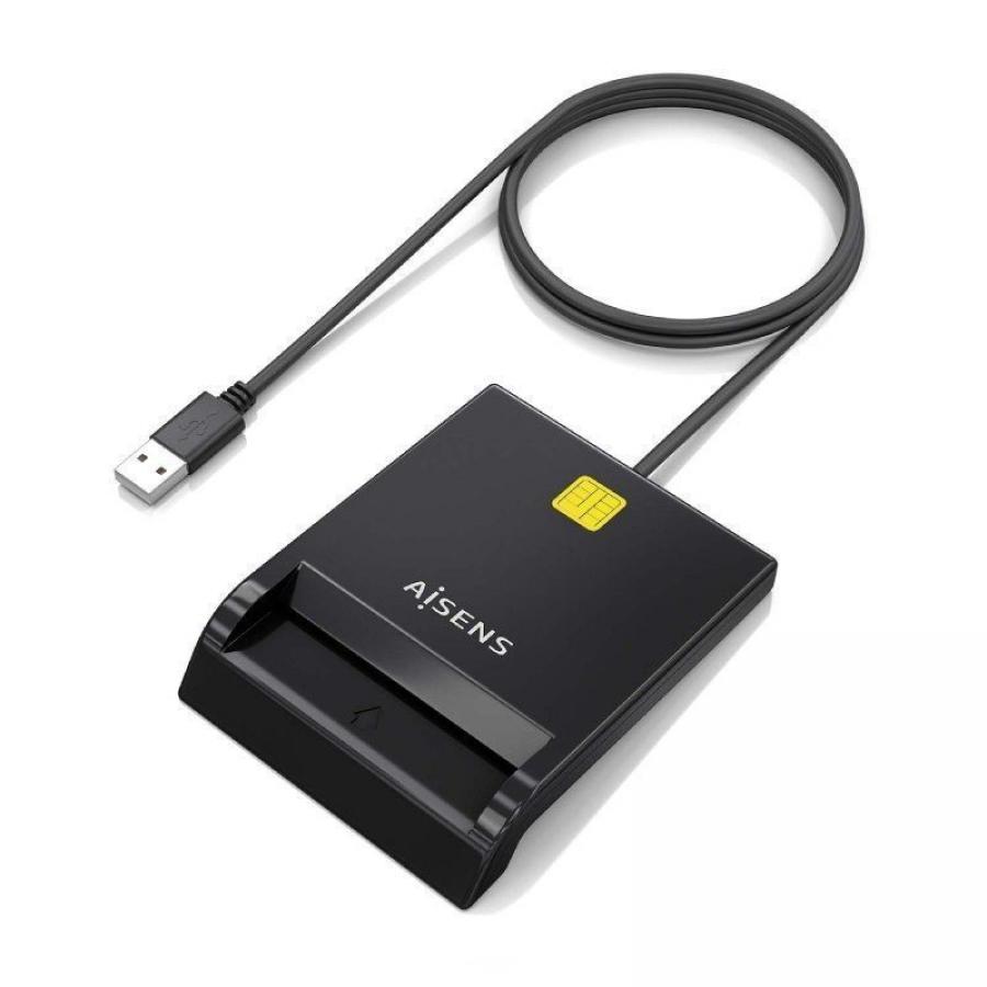 Lector de DNI y Tarjetas Aisens ASCR-SN06-BK/ USB 2.0/ Negro