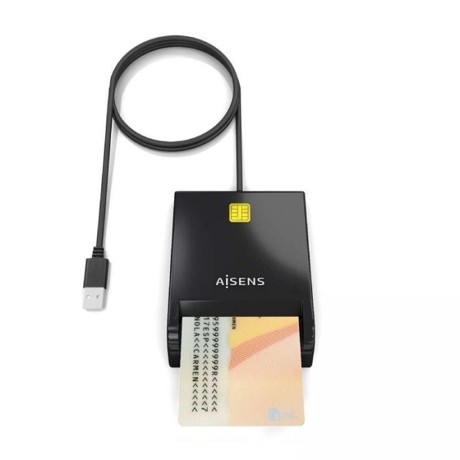Lector de DNI y Tarjetas Aisens ASCR-SN06-BK/ USB 2.0/ Negro