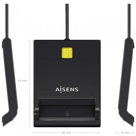 Lector de DNI y Tarjetas Aisens ASCR-SN06-BK/ USB 2.0/ Negro