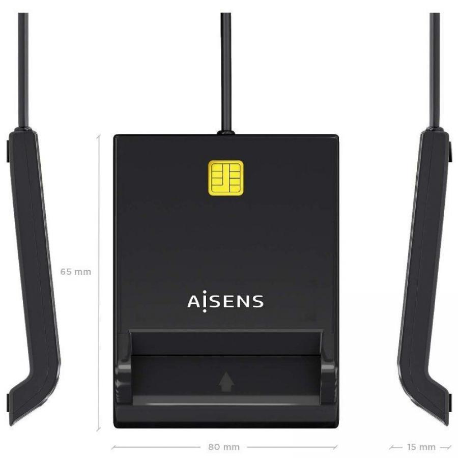 Lector de DNI y Tarjetas Aisens ASCR-SN06-BK/ USB 2.0/ Negro