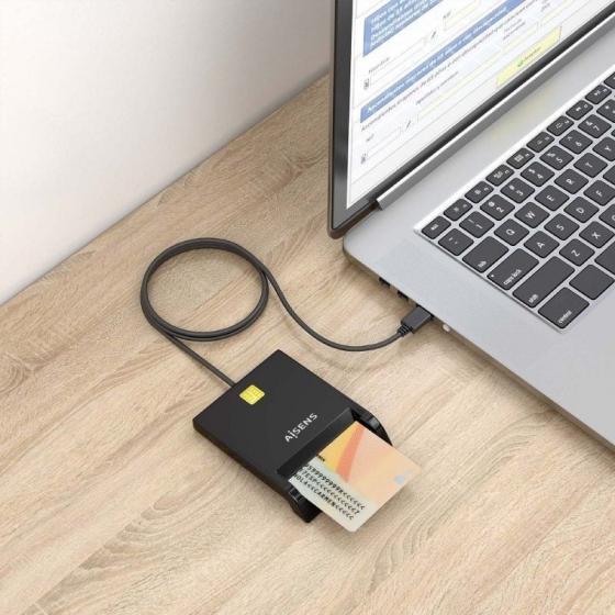 Lector de DNI y Tarjetas Aisens ASCR-SN06-BK/ USB 2.0/ Negro