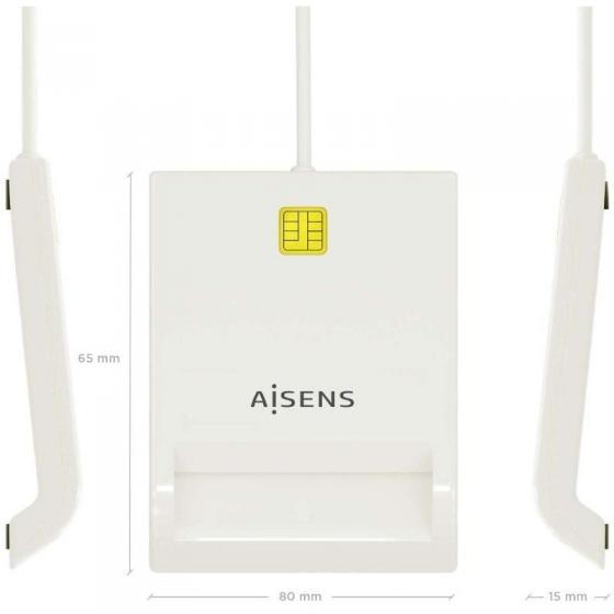 Lector de DNI y Tarjetas Aisens ASCR-SN07-W/ USB 2.0/ Blanco