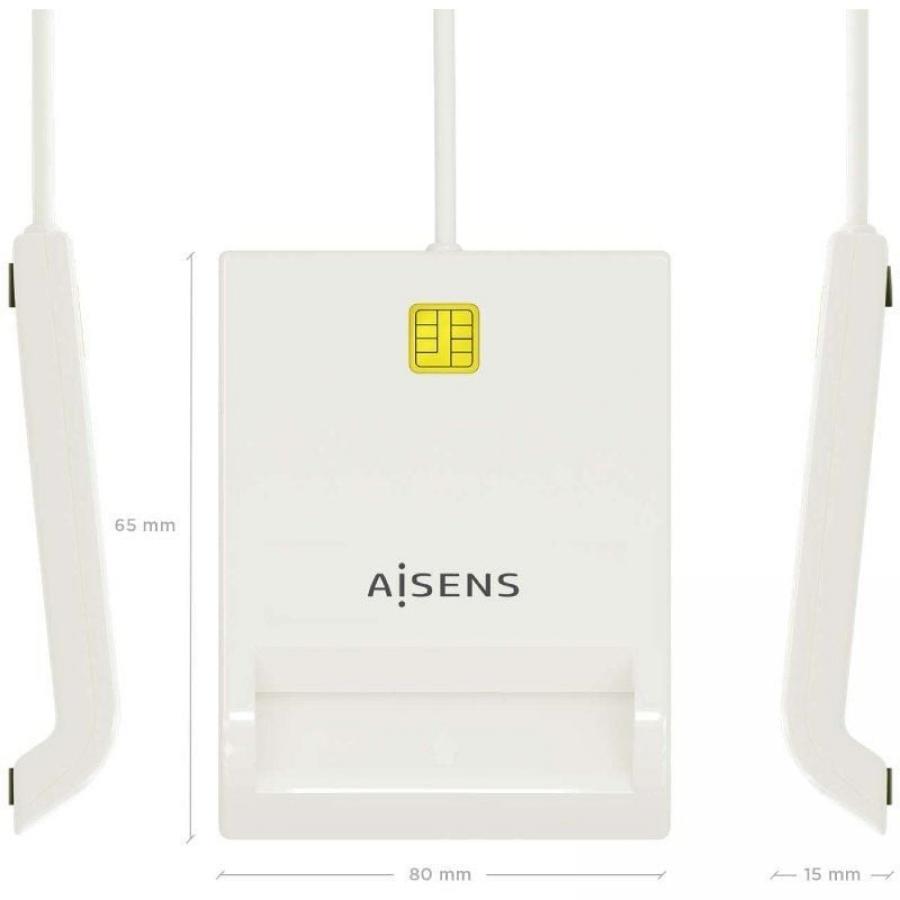 Lector de DNI y Tarjetas Aisens ASCR-SN07-W/ USB 2.0/ Blanco
