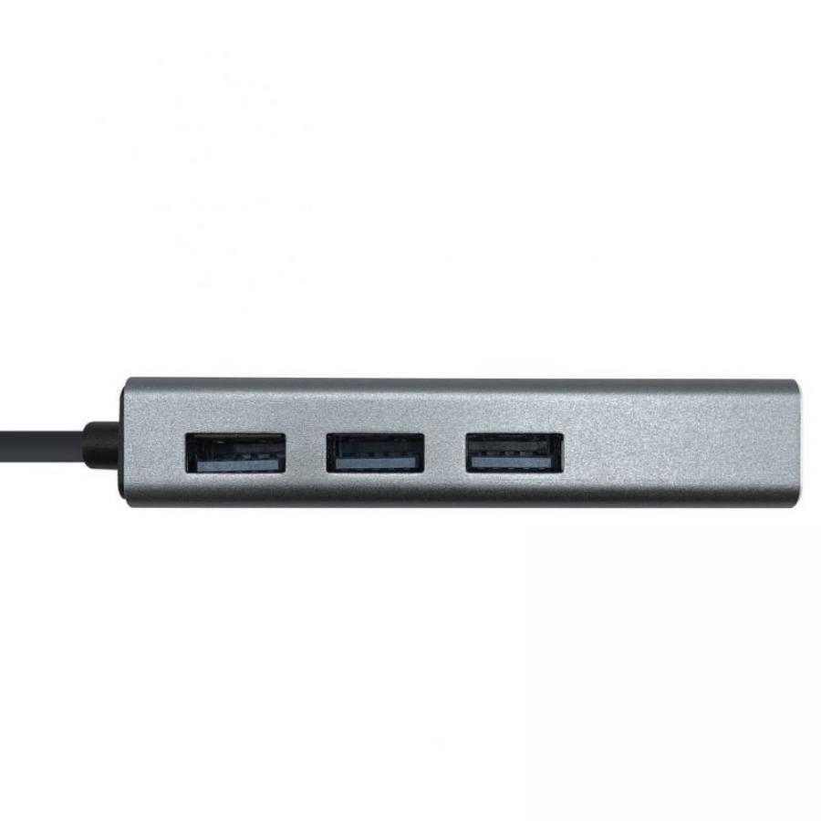 Hub USB 3.0 Aisens A106-0401/ 3xUSB/ 1xRJ45/ Gris