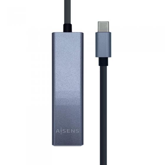 Hub USB Tipo-C Aisens A109-0396/ 3xUSB/ 1xRJ45/ Gris