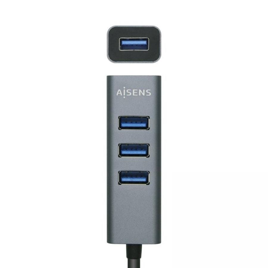 Hub USB Tipo-C Aisens A109-0508/ 4xUSB/ Gris