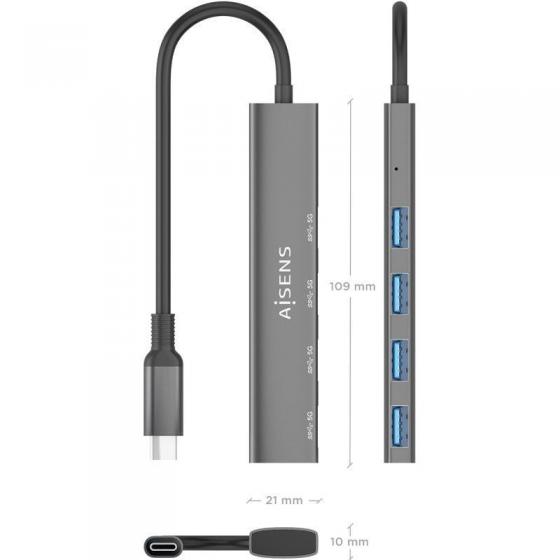 Hub USB Tipo-C 3.0 Aisens A106-0540/ 4xUSB