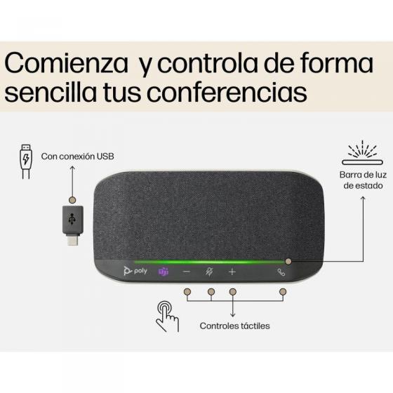 Altavoz Portátil para Conferencias Poly Sync 10 para Microsoft Teams/ USB-Bluetooth/ Negro