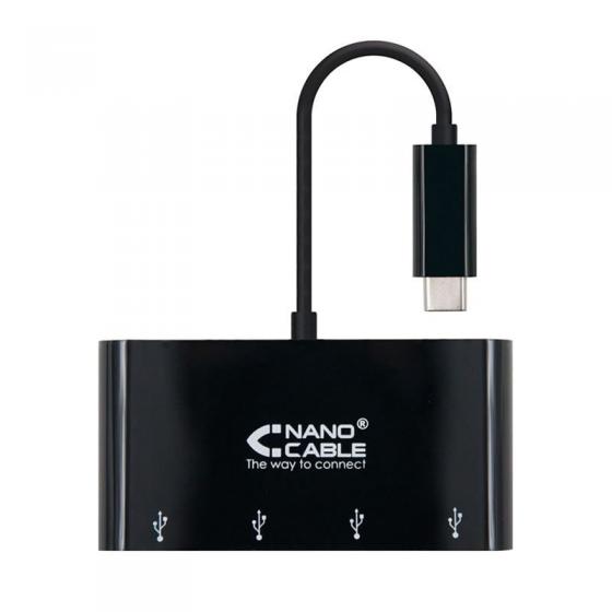 Hub USB 3.0 Tipo-C Nanocable 10.16.4401-BK  4 Puertos USB 3.0