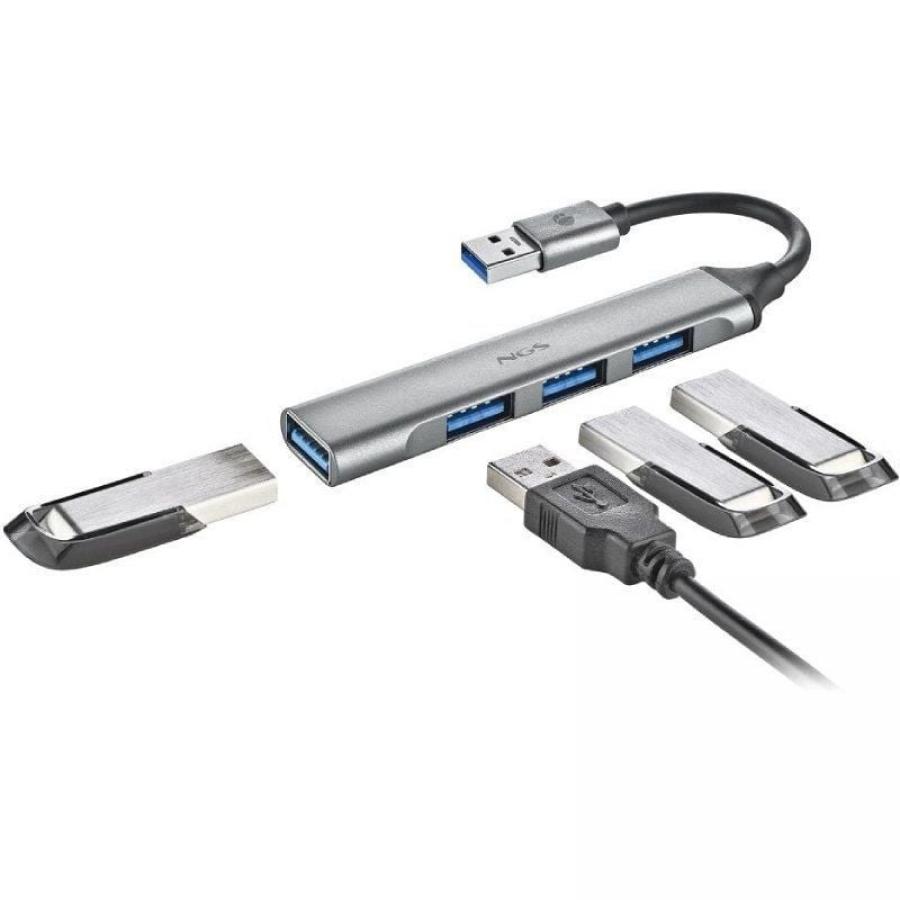 Hub USB NGS IHUB4 Micro/ 4xUSB/ Gris