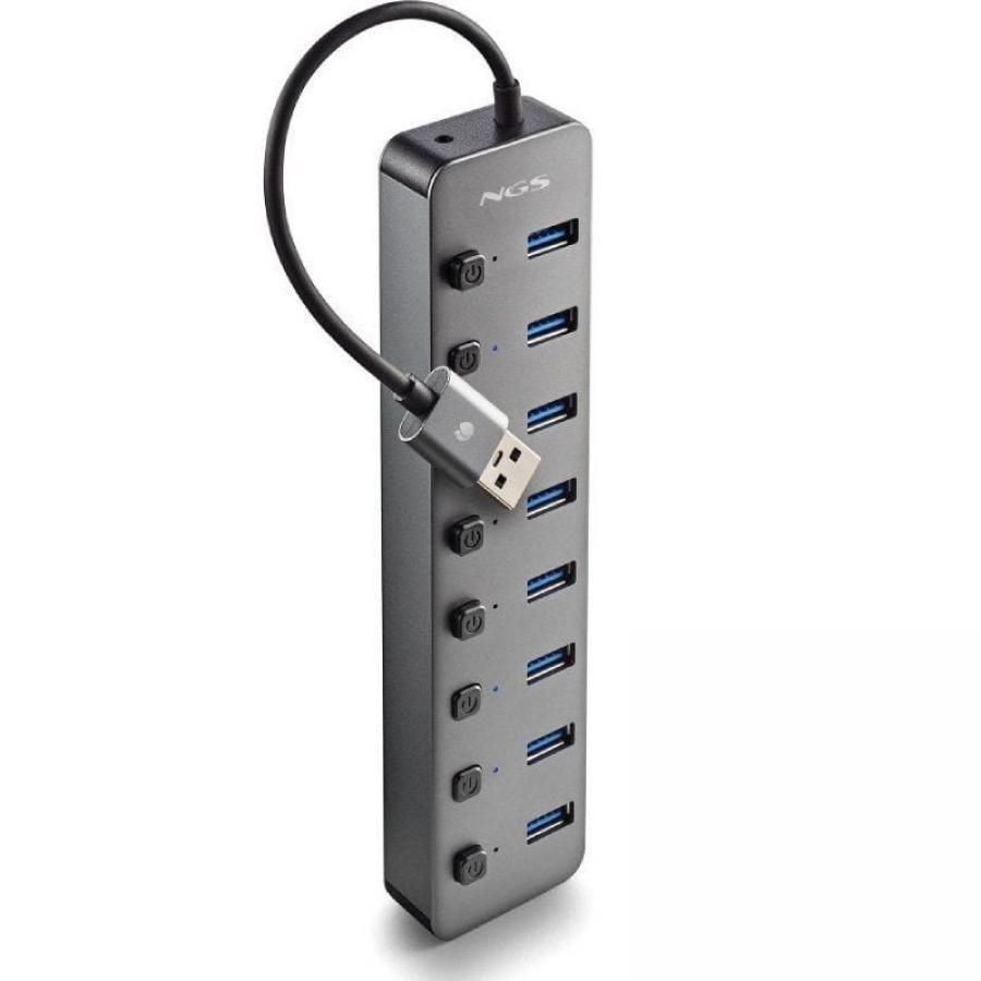 Hub USB NGS IHUB8 / 8xUSB 3.0/ Gris