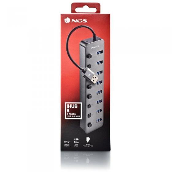Hub USB NGS IHUB8 / 8xUSB 3.0/ Gris