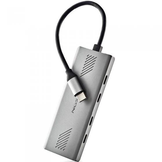 Hub USB Tipo-C NGS Wonder4-C/ 4xUSB Tipo-C/ Gris