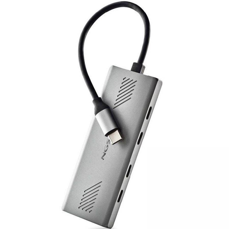 Hub USB Tipo-C NGS Wonder4-C/ 4xUSB Tipo-C/ Gris