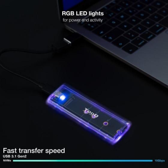 Caja Externa para Disco SSD M.2 NVMe TooQ TQE-2200/ USB 3.1 Gen2/ Sin tornillos