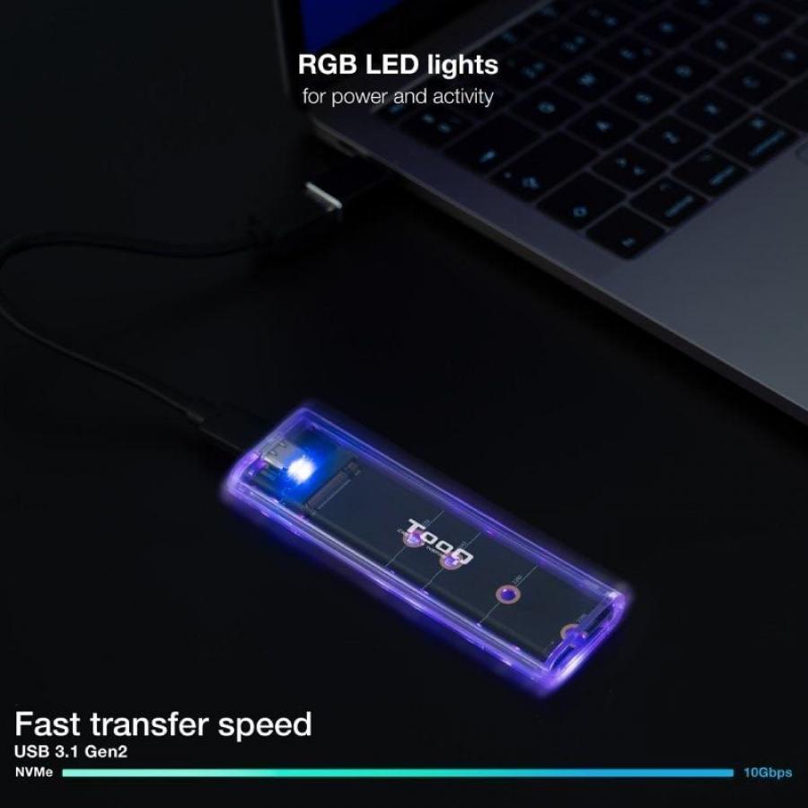 Caja Externa para Disco SSD M.2 NVMe TooQ TQE-2200/ USB 3.1 Gen2/ Sin tornillos