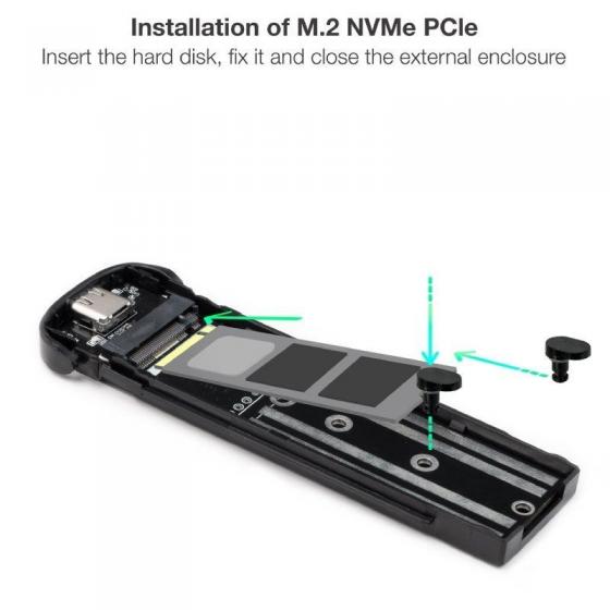 Caja Externa para Disco SSD M.2 NVMe TooQ TQE-2201BL/ USB 3.1 Gen1/ Sin tornillos