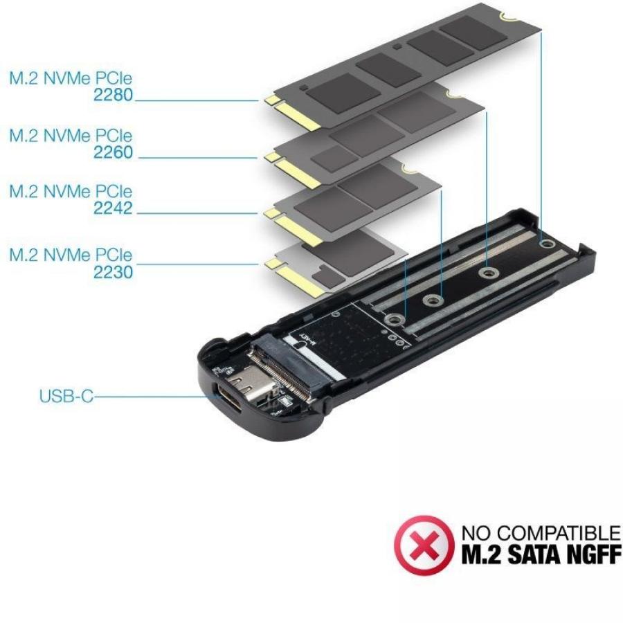 Caja Externa para Disco SSD M.2 NVMe TooQ TQE-2201BL/ USB 3.1 Gen1/ Sin tornillos