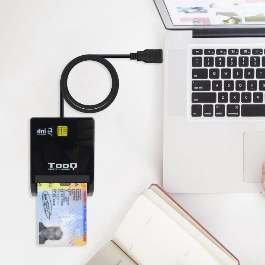 Lector de DNI TooQ TQR-210B/ USB 2.0/ Negro