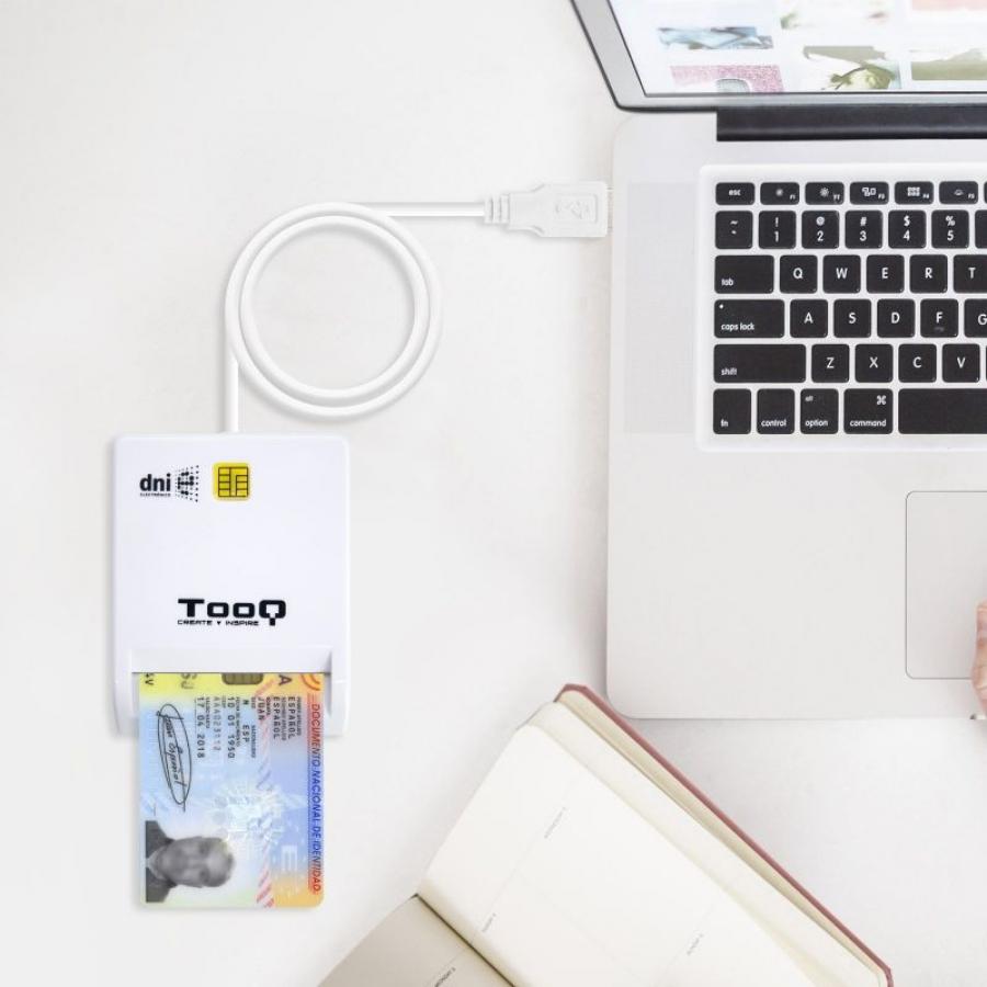 Lector de DNI TooQ TQR-210W/ USB 2.0/ Blanco