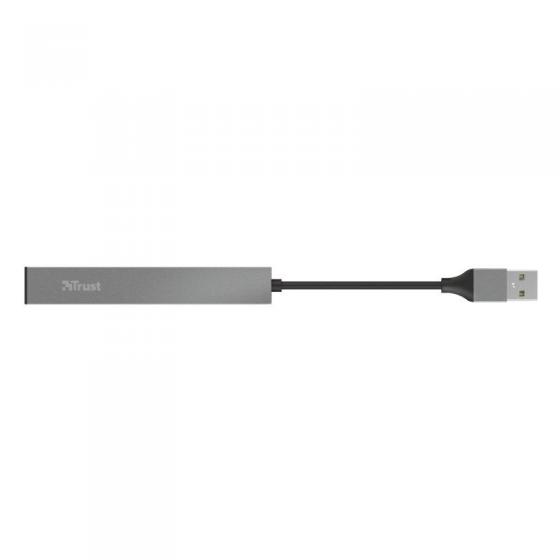 Hub USB 2.0 Trust Halyx/ 4xUSB/ Gris