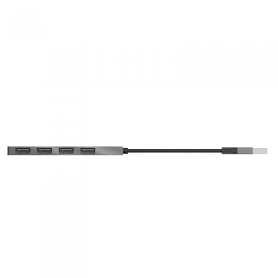 Hub USB 2.0 Trust Halyx/ 4xUSB/ Gris