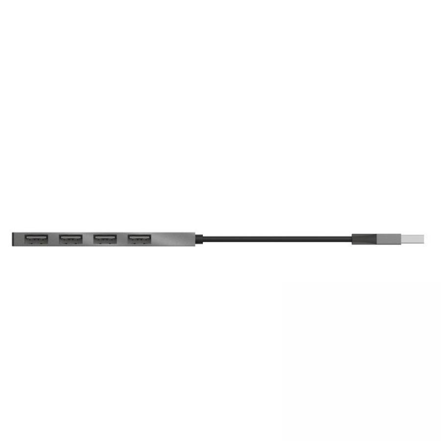 Hub USB 2.0 Trust Halyx/ 4xUSB/ Gris