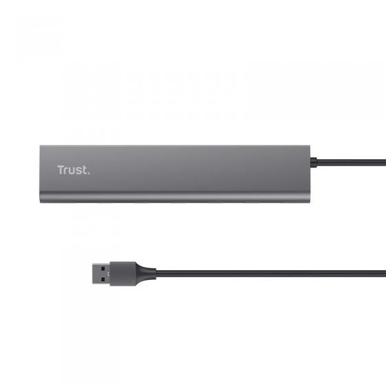 Hub USB 3.2 Gen1 Trust Halyx/ 7xUSB/ 1xUSB-C/ Gris