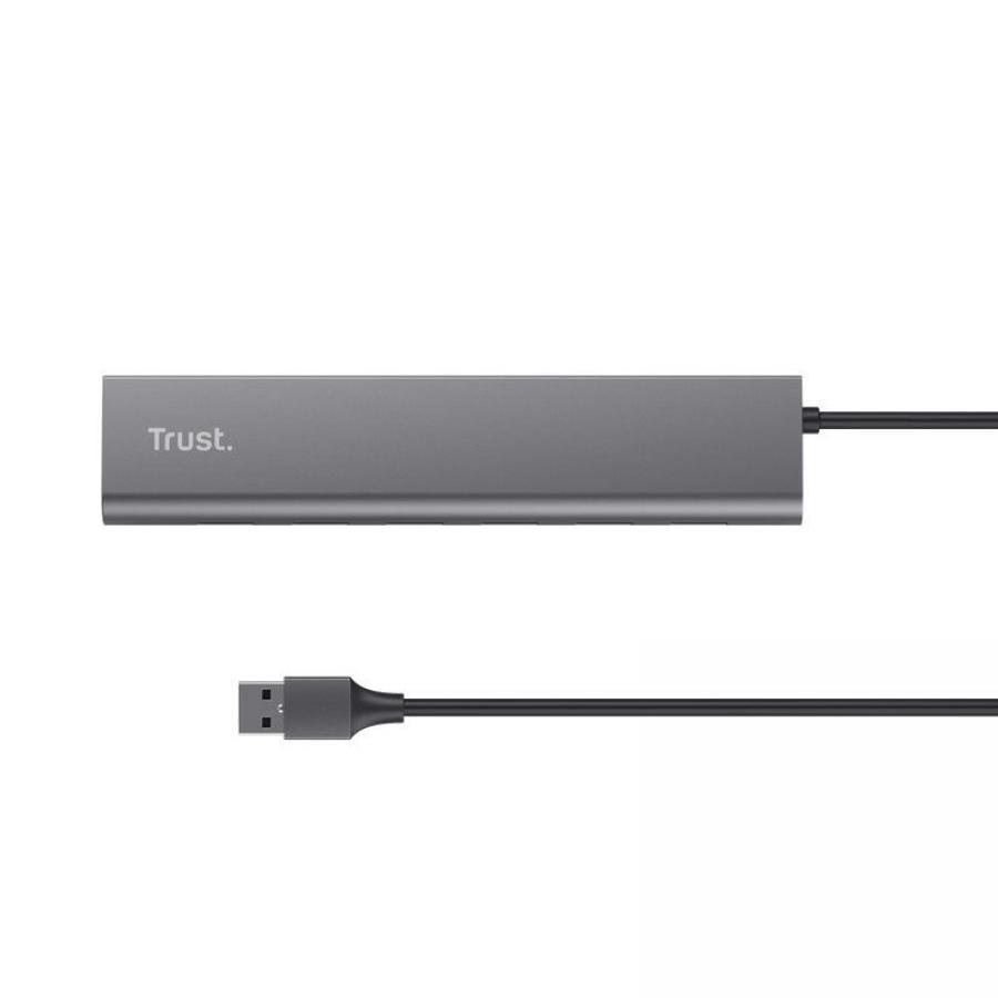 Hub USB 3.2 Gen1 Trust Halyx/ 7xUSB/ 1xUSB-C/ Gris