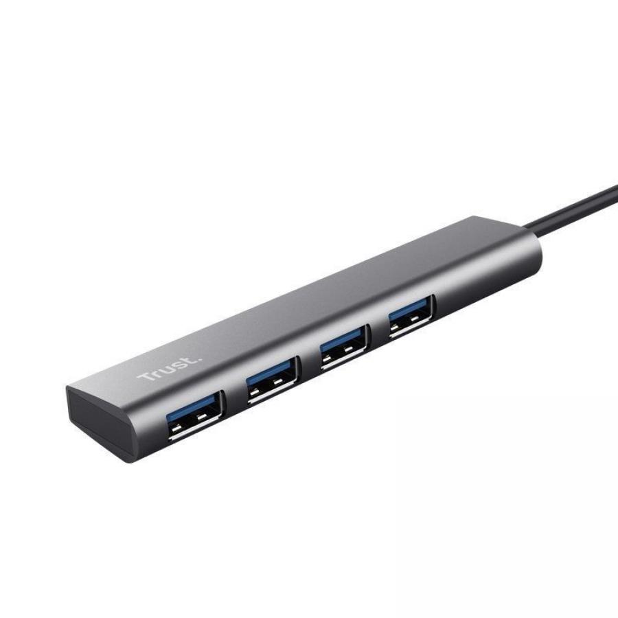 Hub USB Tipo-C Trust Halyx/ 4xUSB/ Gris