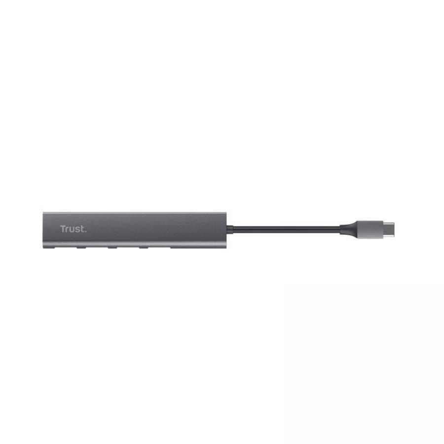 Hub USB Tipo-C Trust Halyx/ 4xUSB/ Gris