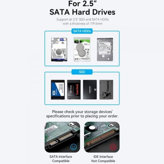 Caja Externa para Disco Duro de 2.5' Vention KPBB0/ USB 3.1/ Sin tornillos
