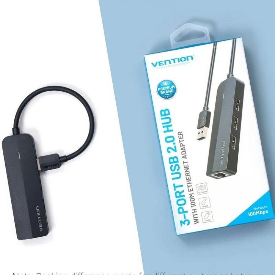 Hub USB 2.0 Vention CHPBB/ 3xUSB/ 1xMicro USB PD/ 1xRJ45