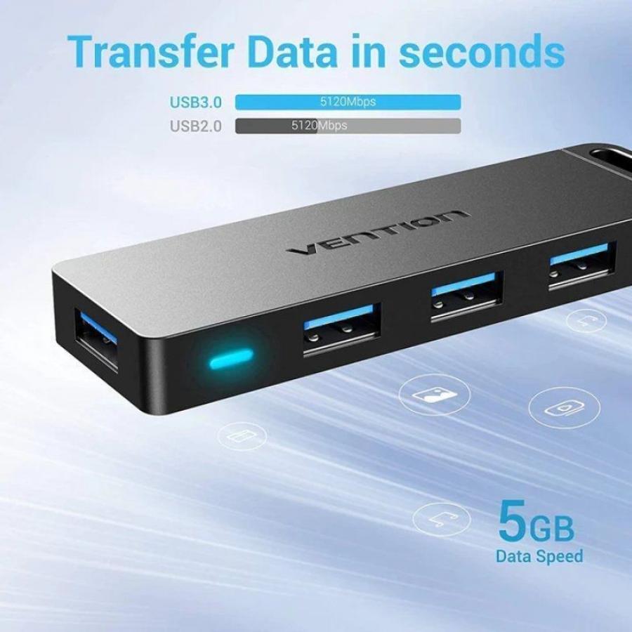 Hub USB 3.0 Vention CHLBD/ 4xUSB/ MicroUSB PD